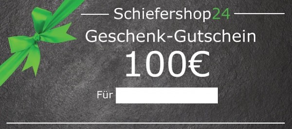 Schiefershop24 Geschenkgutschein 100 Euro Vorderseite