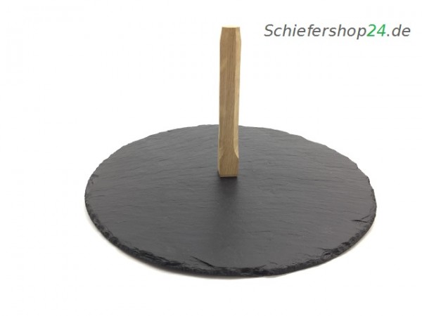 Schieferplatte Winzerteller mit Holzgriff Ø 25cm