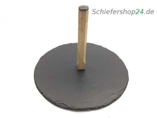 Schieferplatte Winzerteller mit Holzgriff Ø 25cm