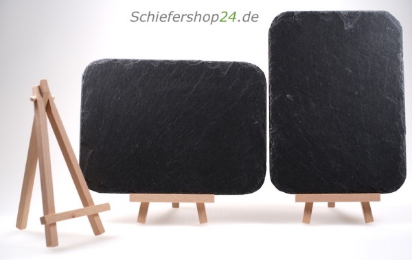 Schiefertafel 12,0 x 17,0 cm mit Holz-Staffelei