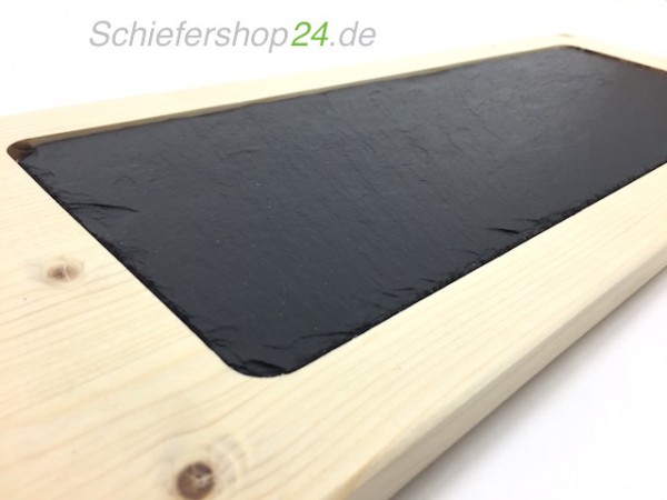 Schieferplatte mit Holzbrett aus Fichte 20 x 50 cm