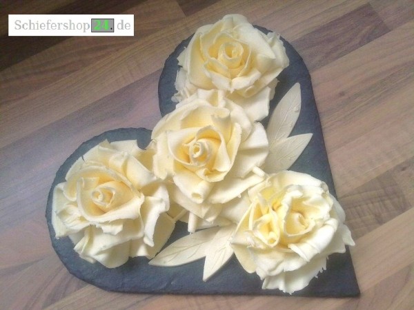 Schieferplatte Herz 27 x 24 cm als Servierplatte