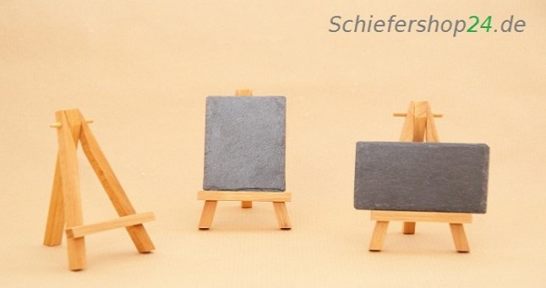 Schiefertafel 5,5 x 8,5 cm mit Holz-Staffelei