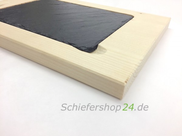 Schieferplatte mit Holzbrett aus Fichte 20 x 30 cm