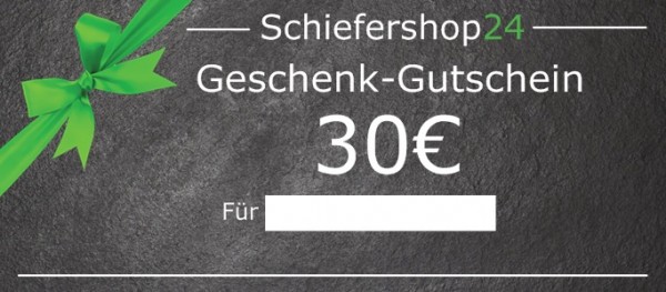 Schiefershop24 Geschenkgutschein 30 Euro Vorderseite