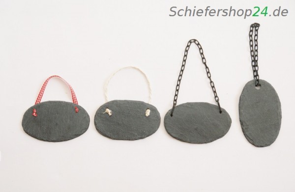 Schieferplatte /ovaler Geschenkanhänger 6 x 10 cm